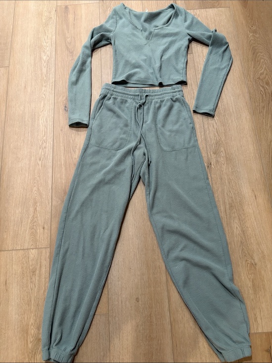 La Hearts Other - La Hearts Sage Green Waffle Knit Lounge Top